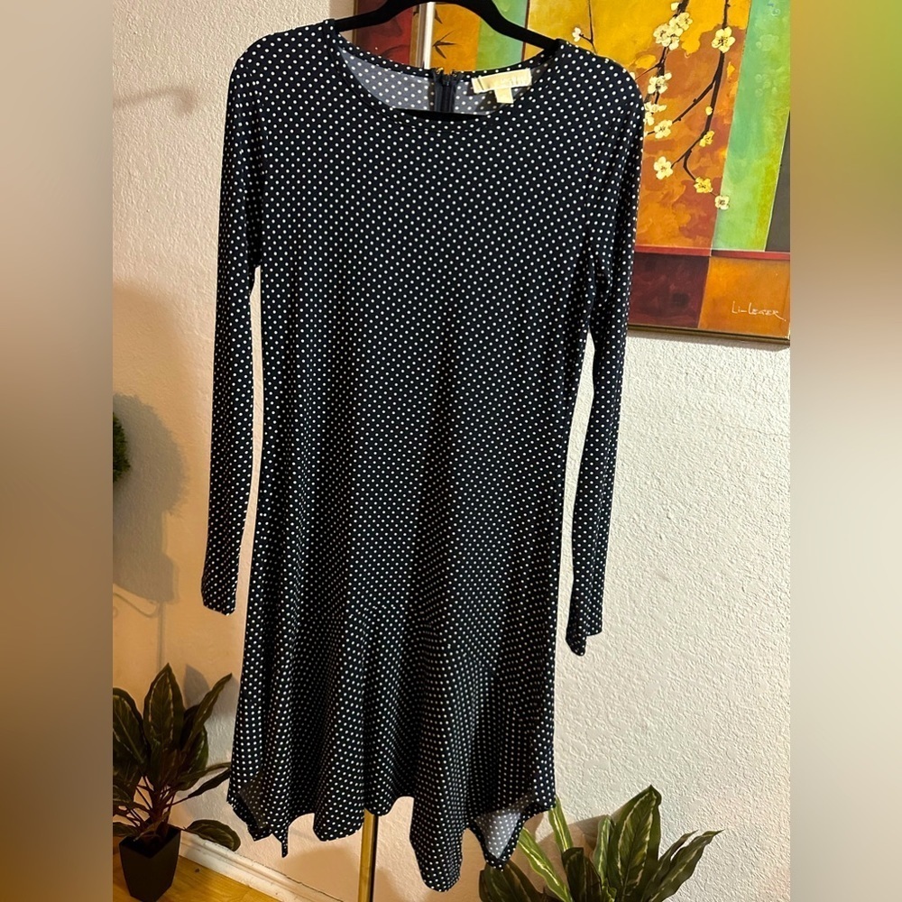 Michael kors longsleeve polka dot midi dress size M